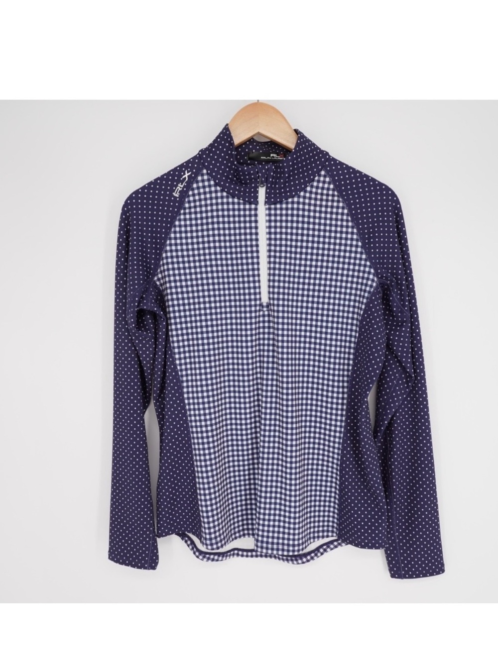 RLX Women’s Ralf Lauren sport long sleeve, golf shirt Navy quarter-Zip Top shirt